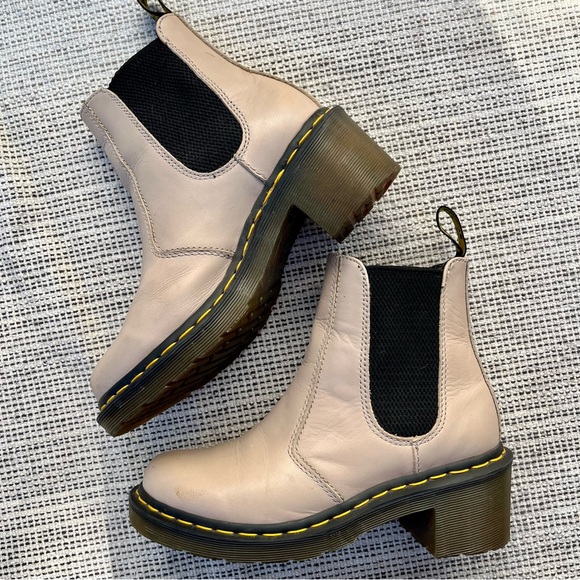 Dr Martens Cadence Leather Heeled Chelsea Boots in Natural - Picture 2 of 9